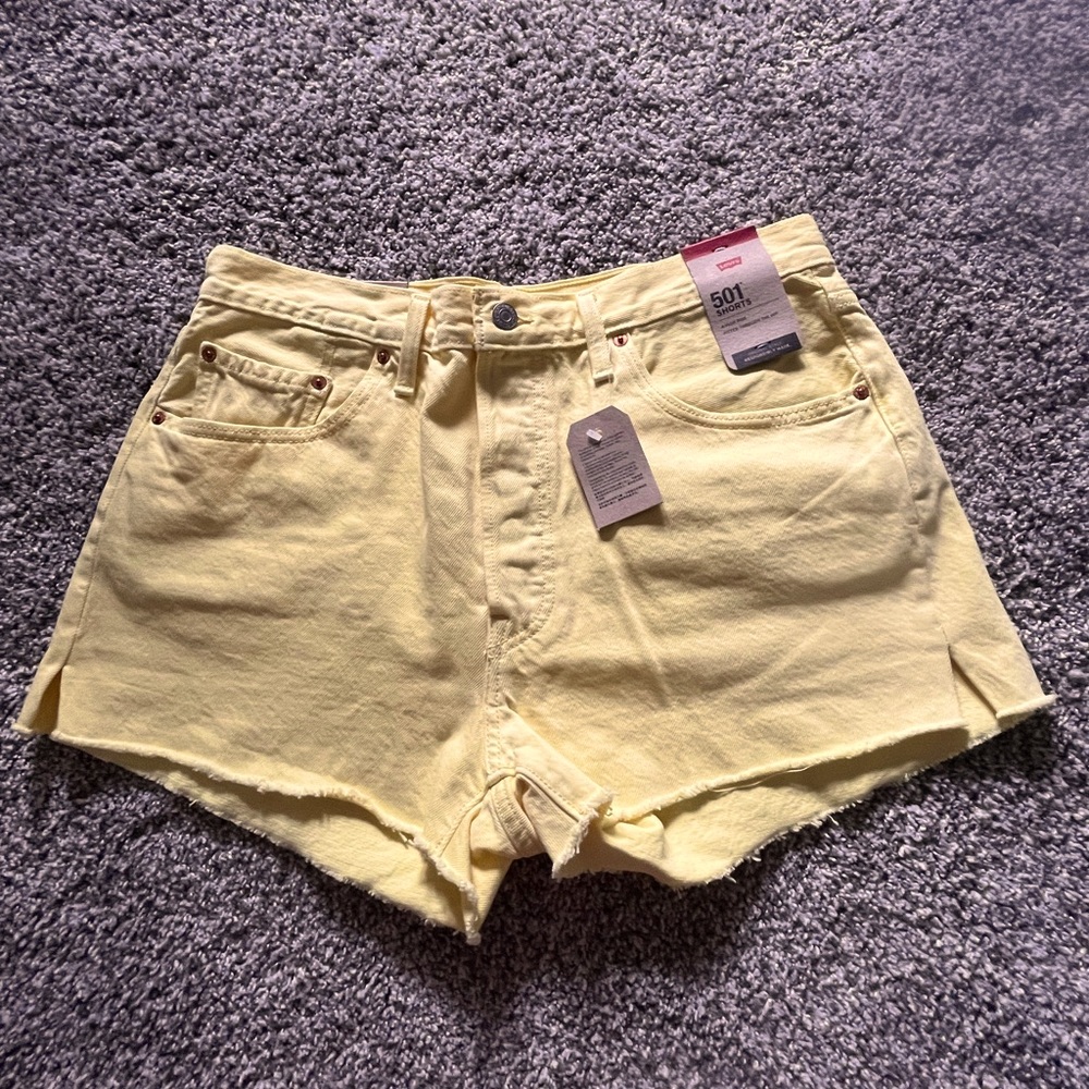 Levi’s Women’s 501 Yellow Denim Button Fly Shorts - Size 32 Waist